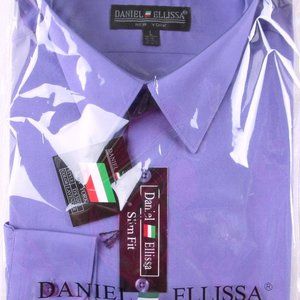 NWT Daniel Ellissa Men's Lavender Dress Shirt, L, 16-16.5, SLIM FIT